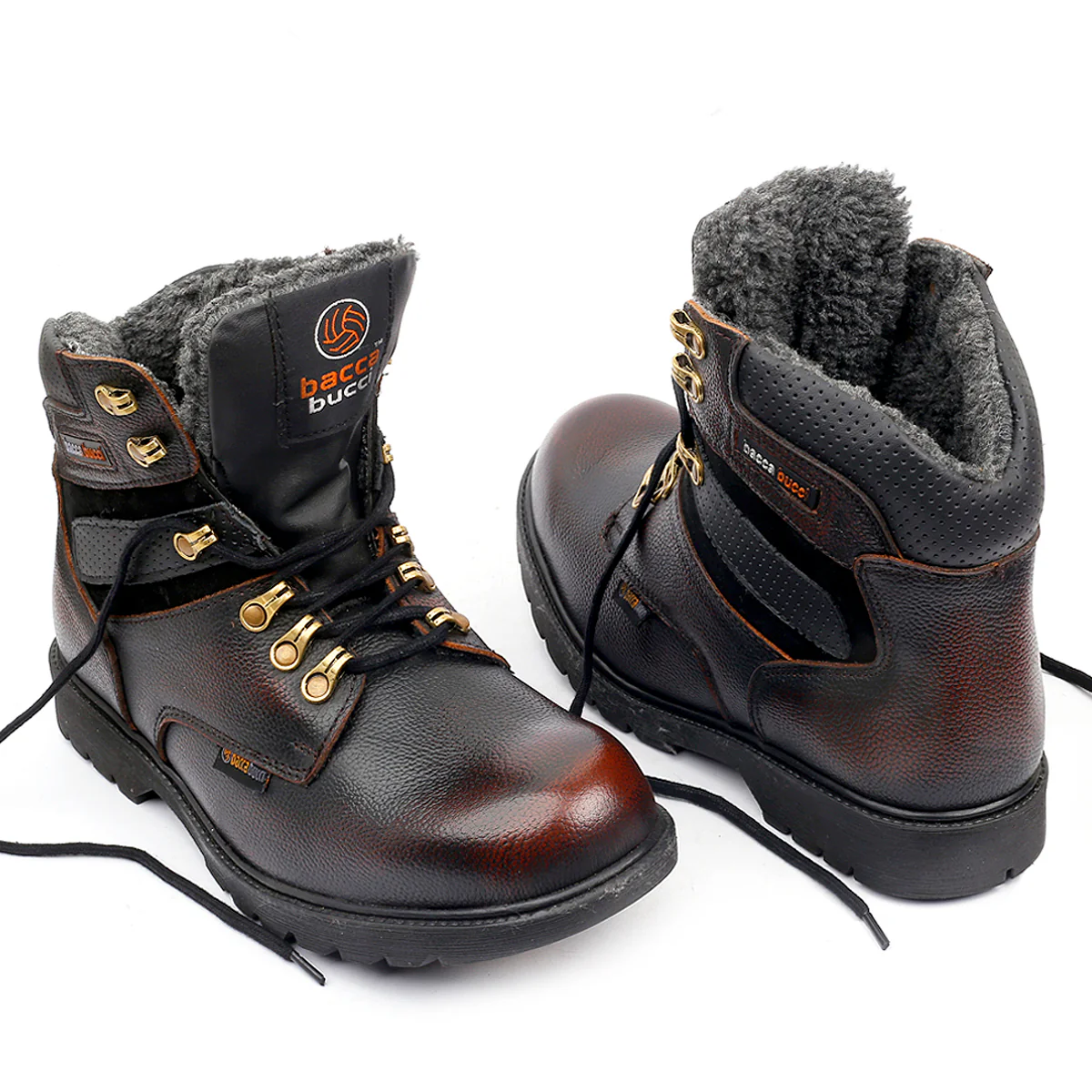 Bacca Bucci 6 Inches Steel Toe Cap Genuine Leather Boots with Fur - Image 6