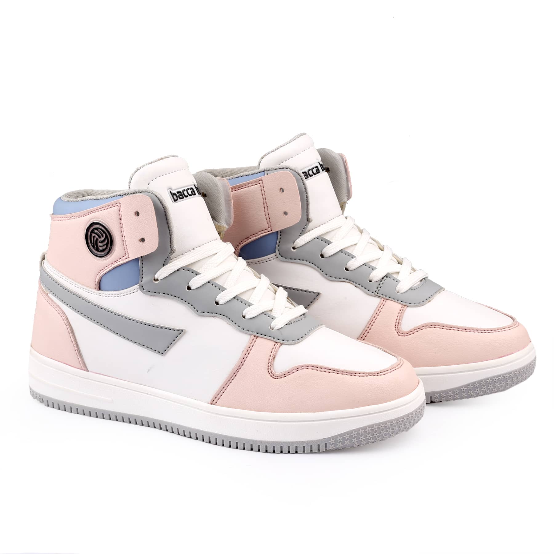 Bacca Bucci Femme High-Top Harmony Sneakers—Elegant Pastel Blue and Pink Women's Lace-Ups - Image 6