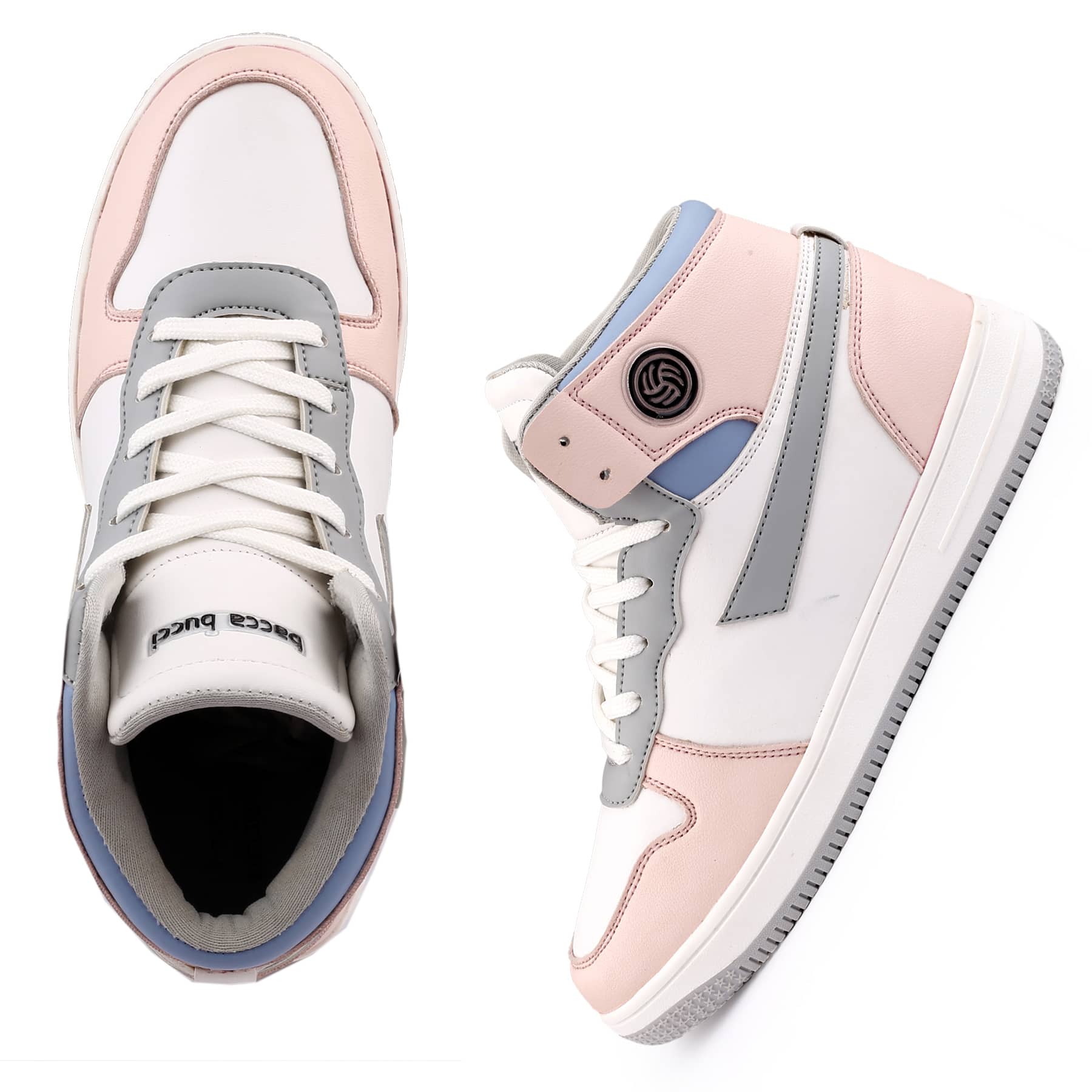 Bacca Bucci Femme High-Top Harmony Sneakers—Elegant Pastel Blue and Pink Women's Lace-Ups - Image 13
