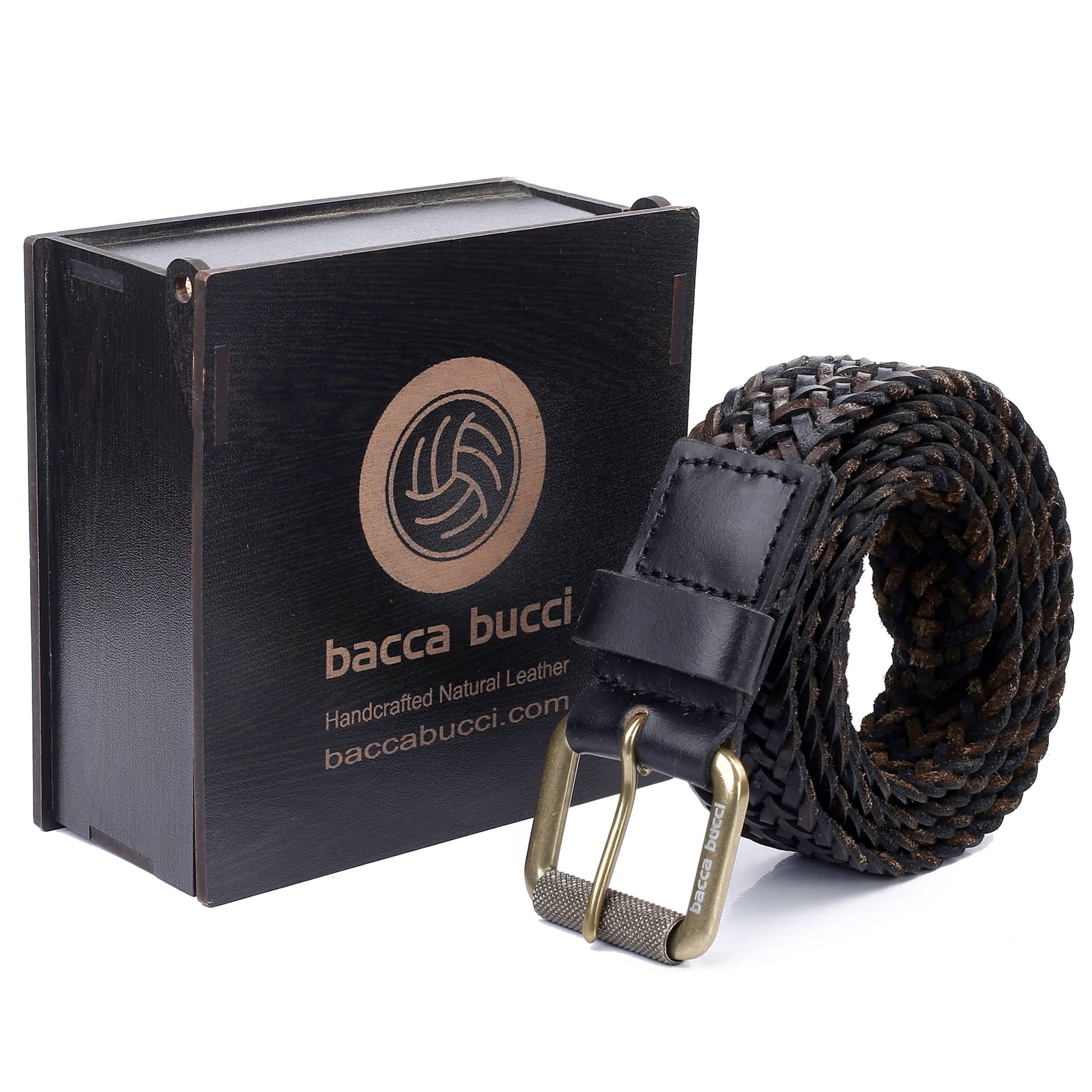 Bacca Bucci Genuine Handmade Braided Leather Belt with Roller Buckle for Men - Image 7