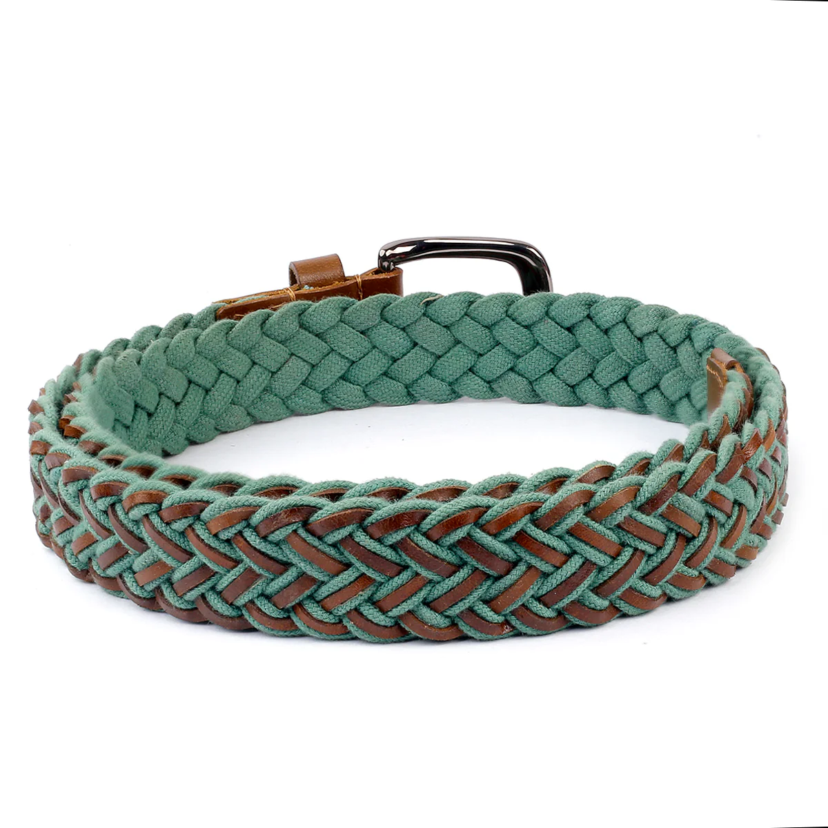 Bacca Bucci Italian Woven leather and Cotton Elastic braided belt for men with Alloy buckle - Image 5