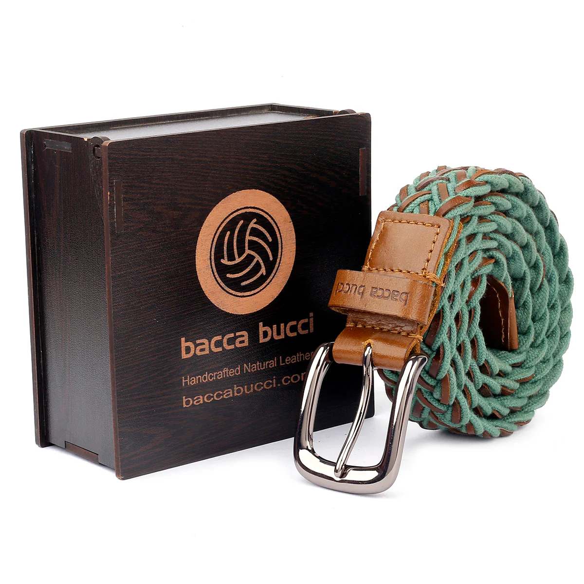 Bacca Bucci Italian Woven leather and Cotton Elastic braided belt for men with Alloy buckle - Image 6