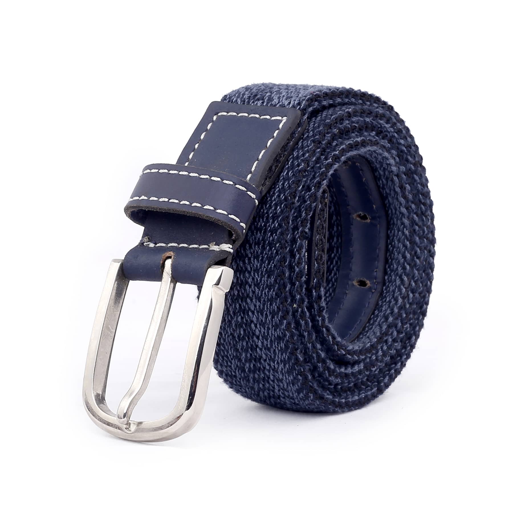 Bacca Bucci Men's Comfort Stretch Casual Fabric Belts-BLUE - Image 3