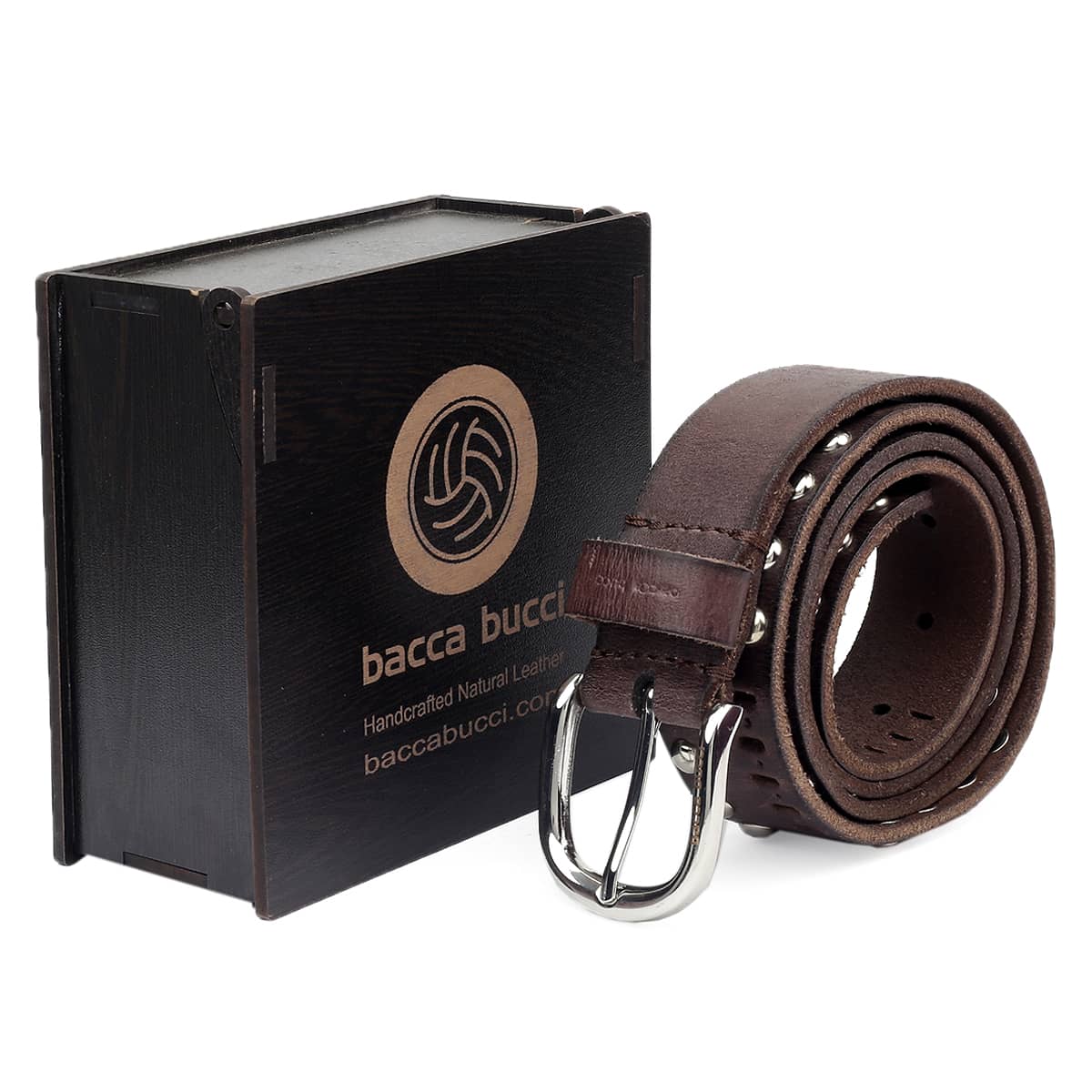 Bacca Bucci Men's Stylish Studded Casual Leather Rivets Belt with Nickle Free Buckle - Image 6