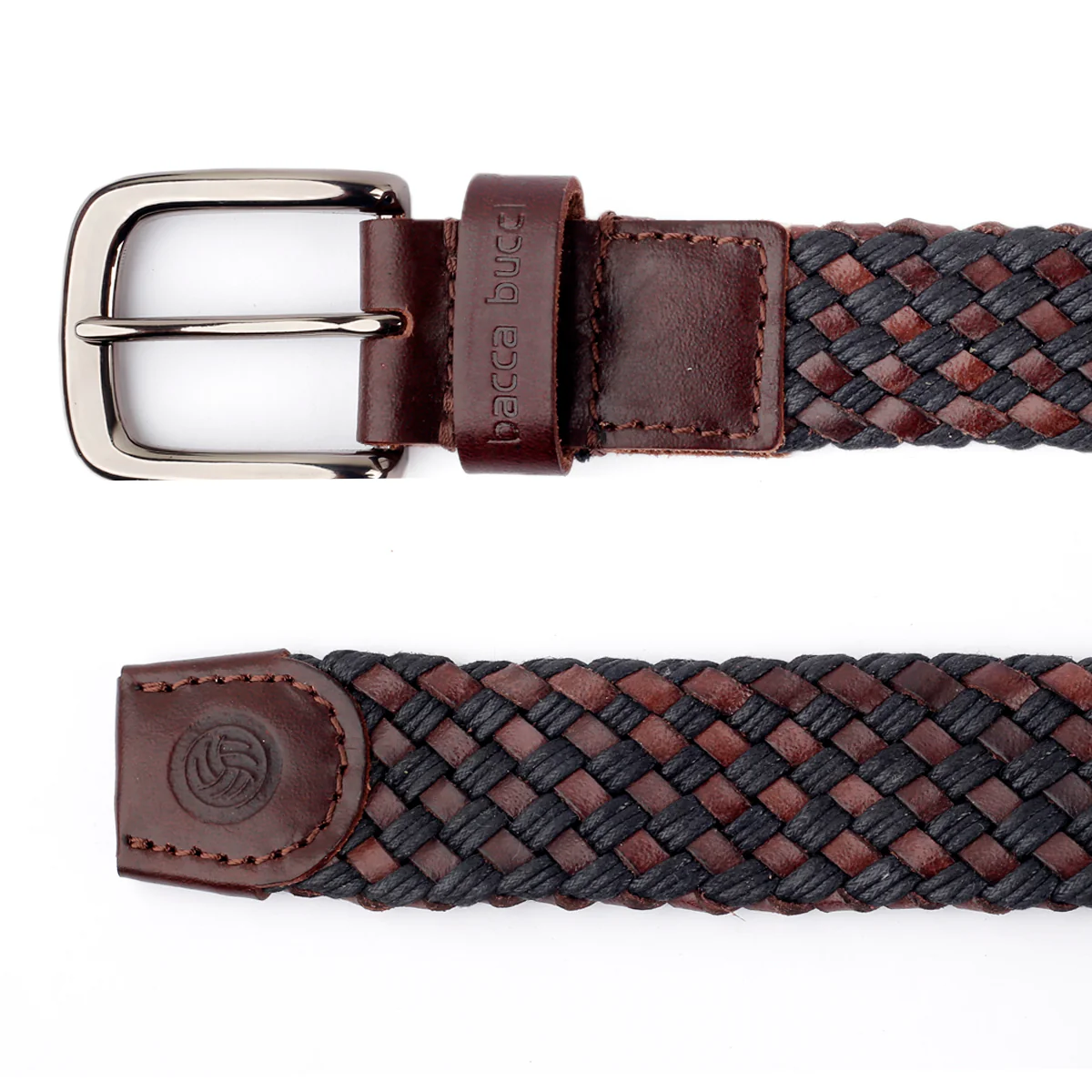 Bacca Bucci Italian Woven leather and Cotton Elastic braided belt for men with Alloy buckle - Image 7