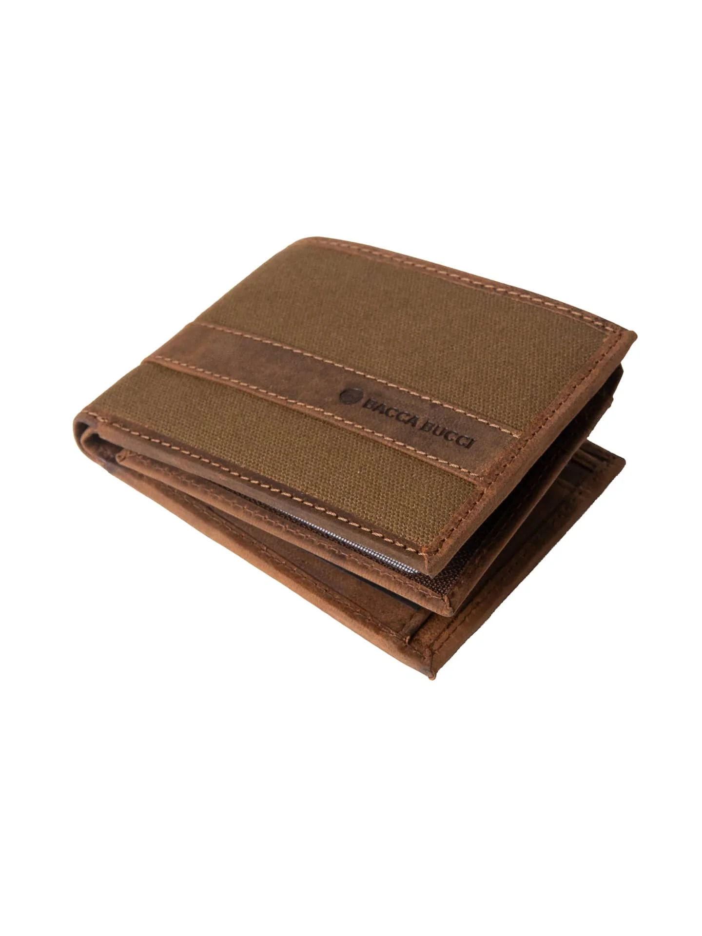 Bacca Bucci Rustic Rover Leather & Canvas Wallet - Image 8