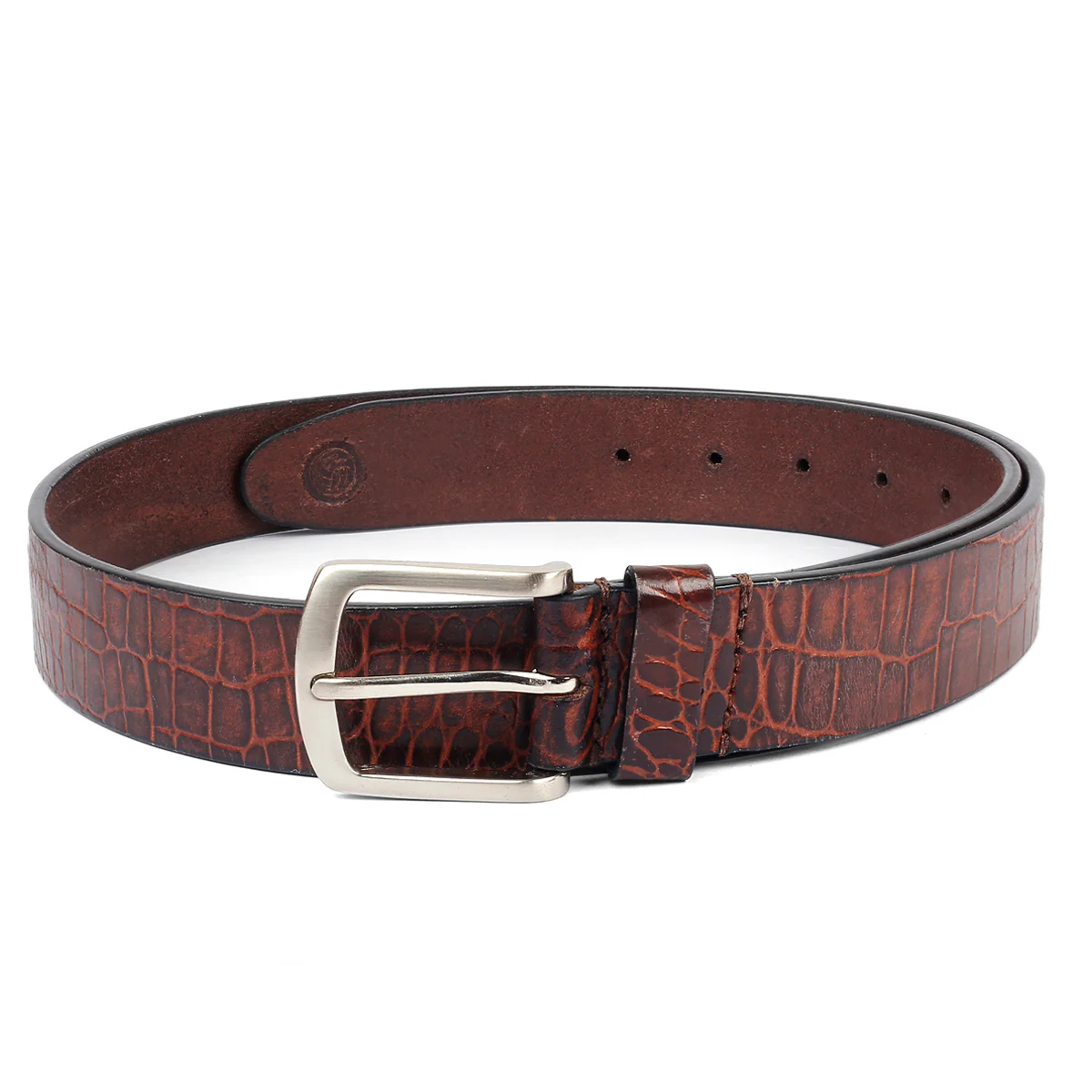 Bacca Bucci Smooth Grain Leather with Croco Embossed Belt for Men - Image 5